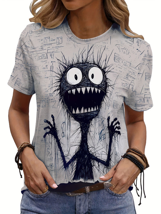 Monster Print Short Sleeve T-shirt