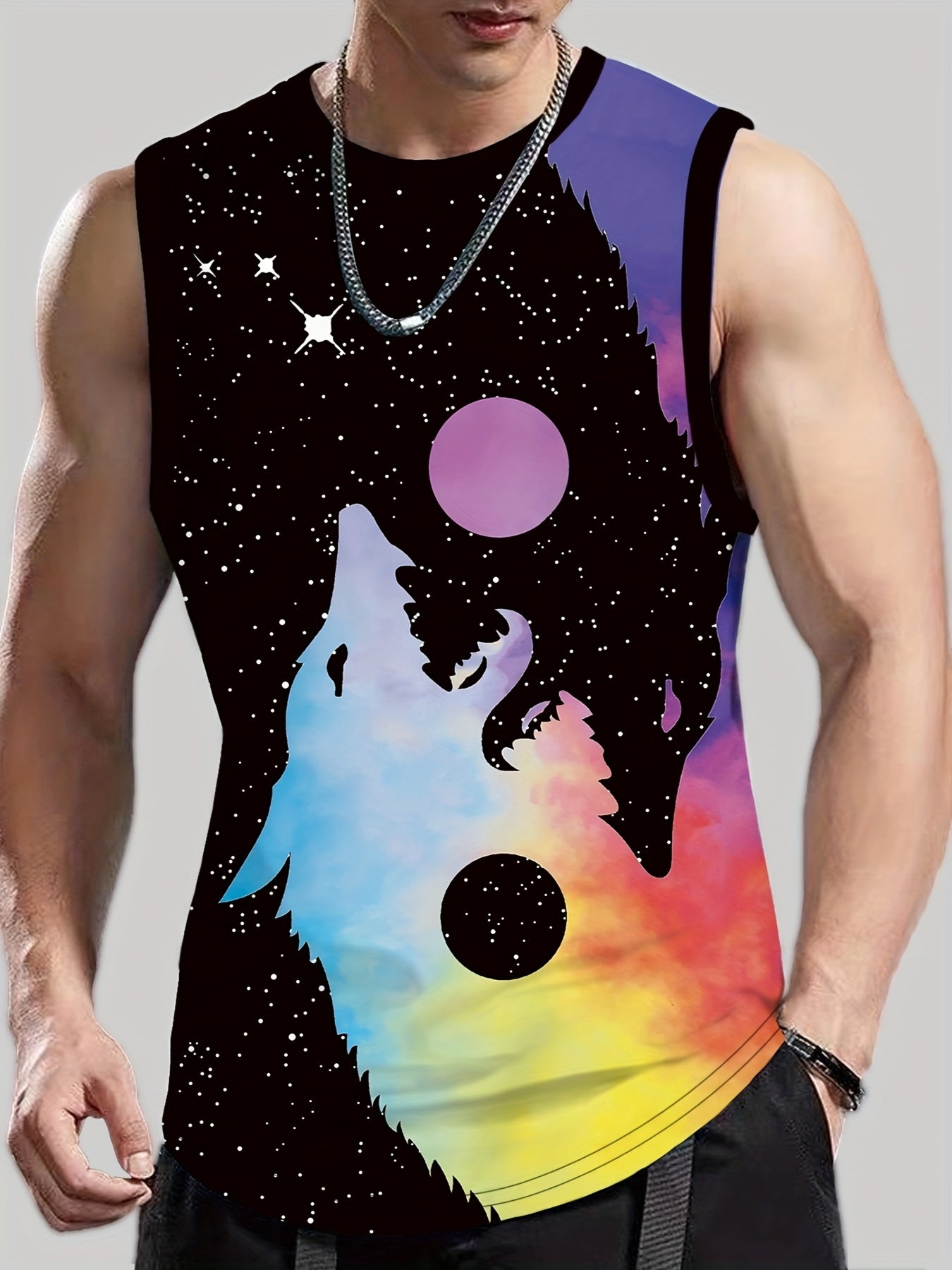 Creative Graphic Print Men's Casual Tank Top