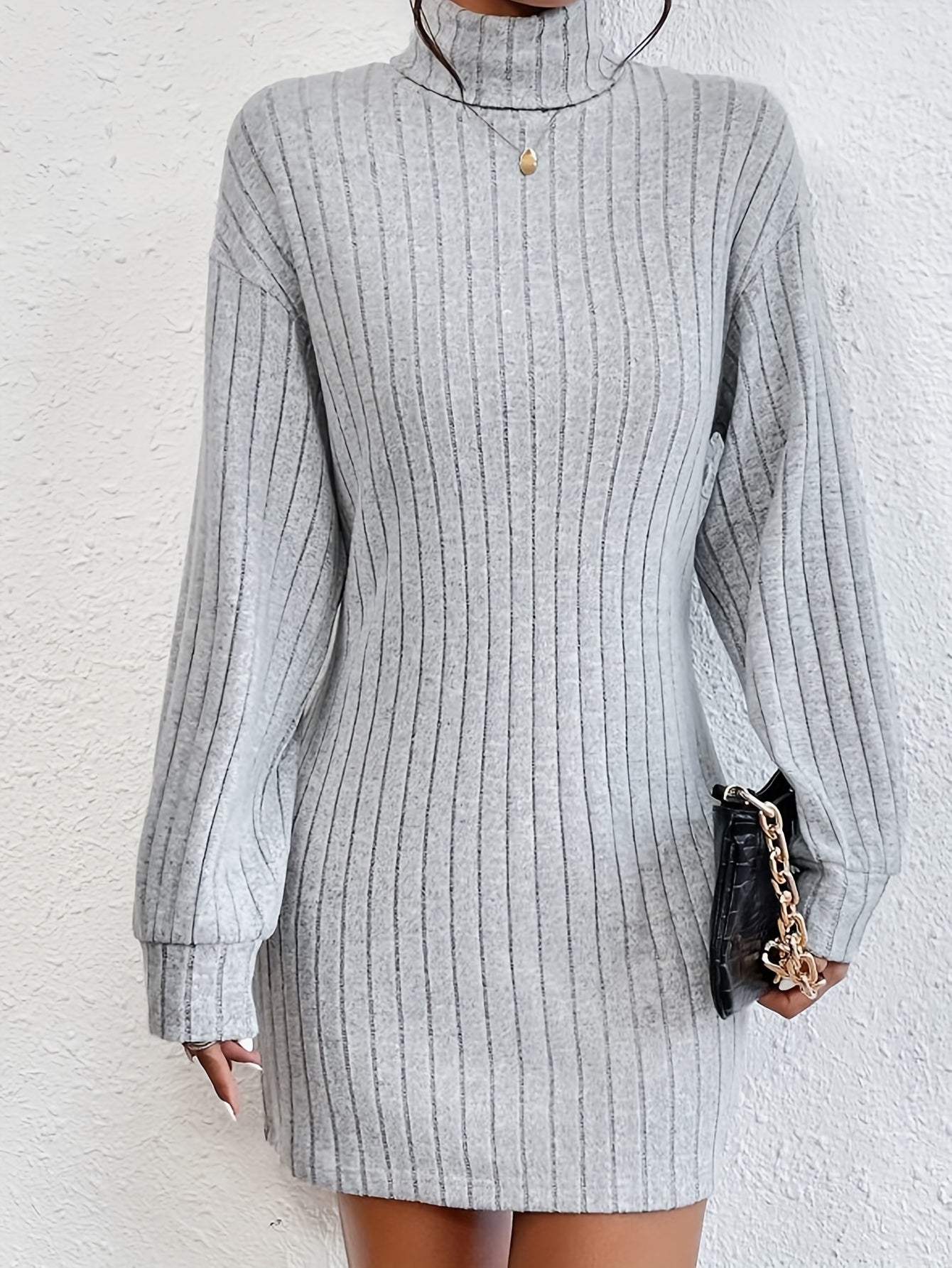 Ribbed Turtleneck Dress