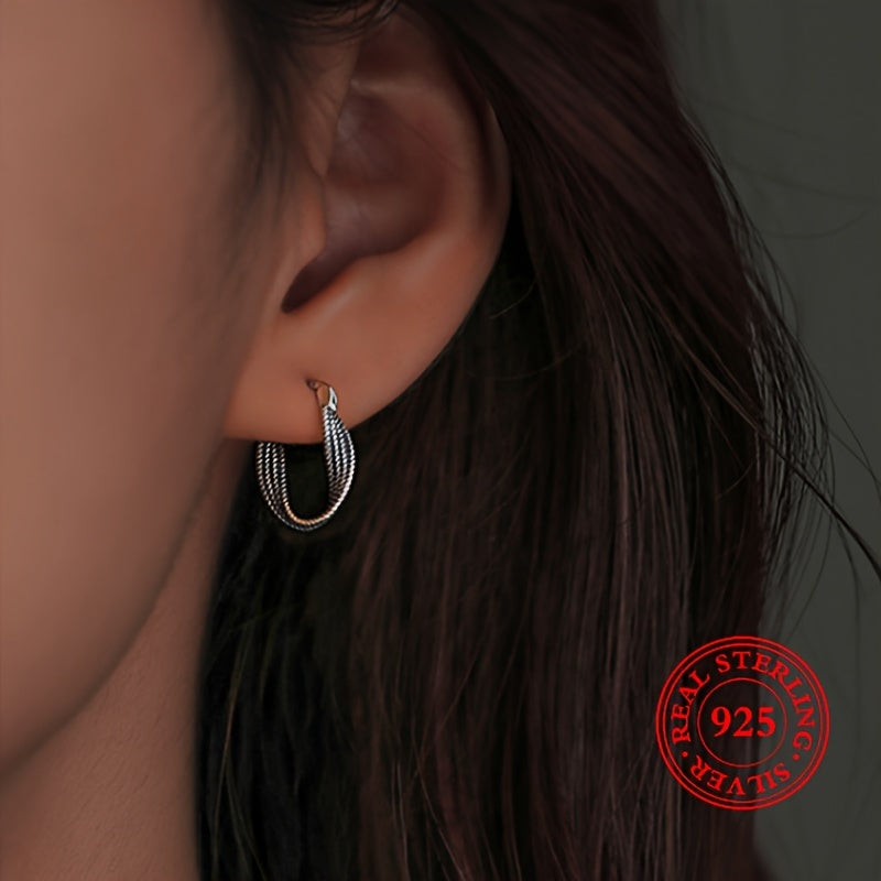 S925 Sterling Silver Unique Design Hoop Earrings