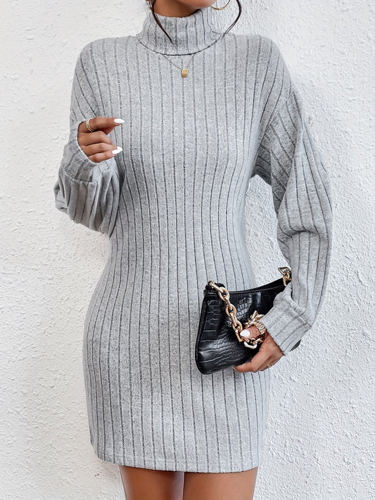 Ribbed Turtleneck Dress