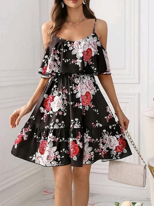 Floral Print Spaghetti Strap Dress