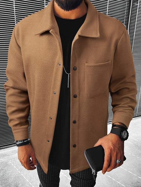 Men's Casual Button Up Chest Pocket Lapel Coat