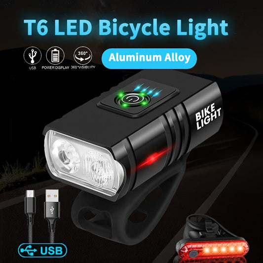 Bike Light, 6+4 Modes USB Rechargeable Bike Headlight & Tail Light Set, Waterproof Safety Bike Front & Rear Light For Road Mountain Bike Night Riding