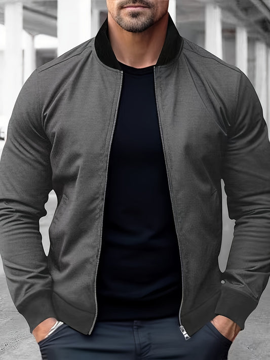 Men's Casual Full Zip Bomber Jacket