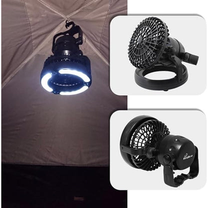 Portable LED Camping Lantern with 2-in-1 Tent Light and Fan