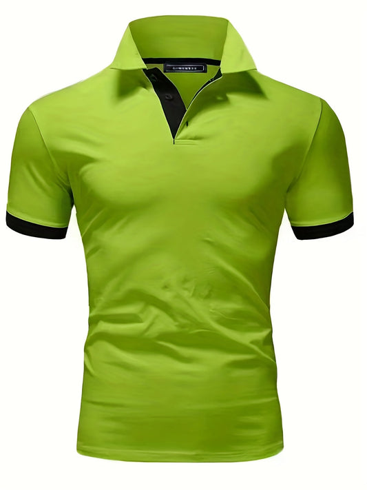 Breathable Regular Fit Golf Shirt, Men's Casual V-Neck T-Shirt Short Sleeve