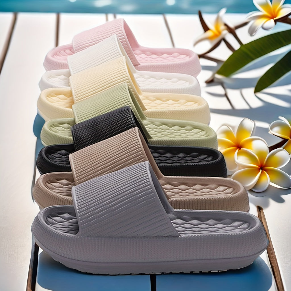 Women's Minimalist Solid Color Soft Home Slides, Comfortable Couple Outdoor Beach Slides, Quick Drying Family Bathroom Indoor Slides