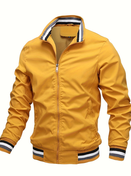 Solid Men's Casual Baseball Bomber Jacket