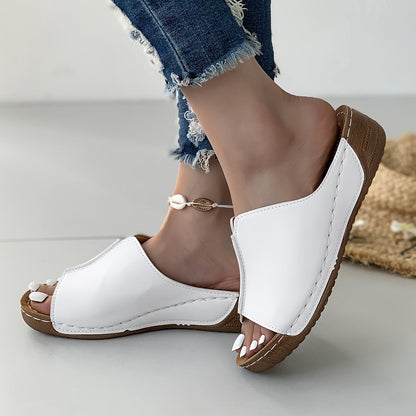 Women's Simple Platform Sandals, Casual Open Toe Summer Shoes, Comfortable Slip On Sandals