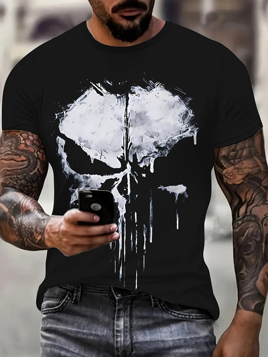 Skull Graphic 3D Print Men's Crew Neck Short Sleeve Tees