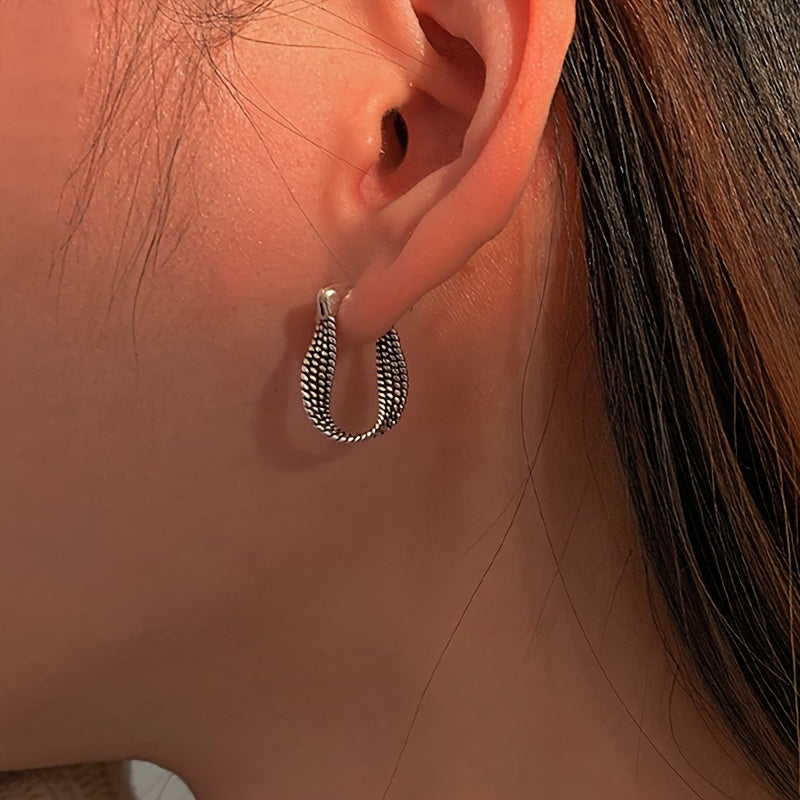 S925 Sterling Silver Unique Design Hoop Earrings