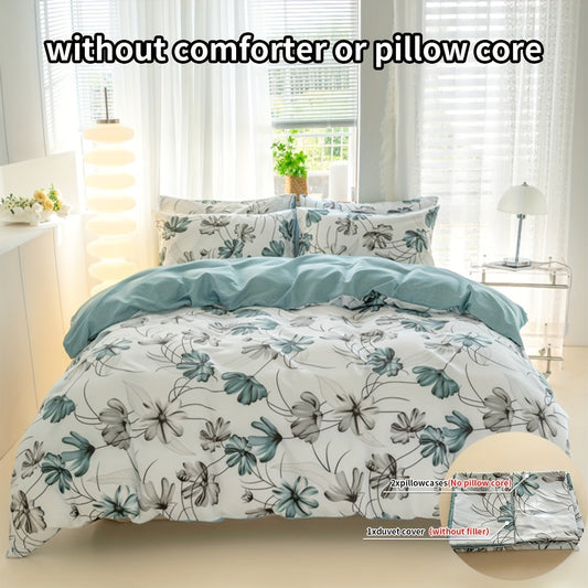 Duvet Cover Set (1*Duvet Cover + 2*Pillowcase, Without Core), Floral Printed All Season Bedding Set, Soft Comfortable And Breathable Duvet Cover