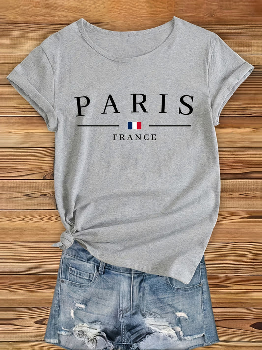 Paris Letter Print Loose T-shirt