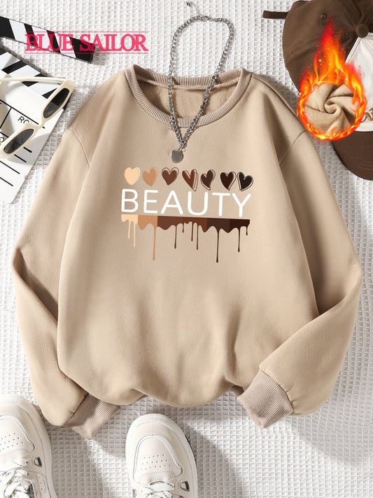 Toddler Girls Pullover Sweatshirt, Heart & Letter Print