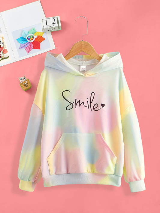 SMILE Gradient Print Girls Hoodie Sweatshirt