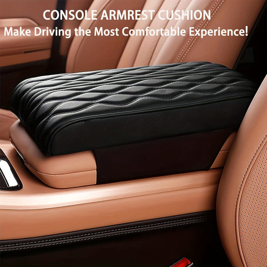 Car Armrest Memory Foam Core Pad, PU Leather Console Cover, Styling Interior Vehicle Accessories