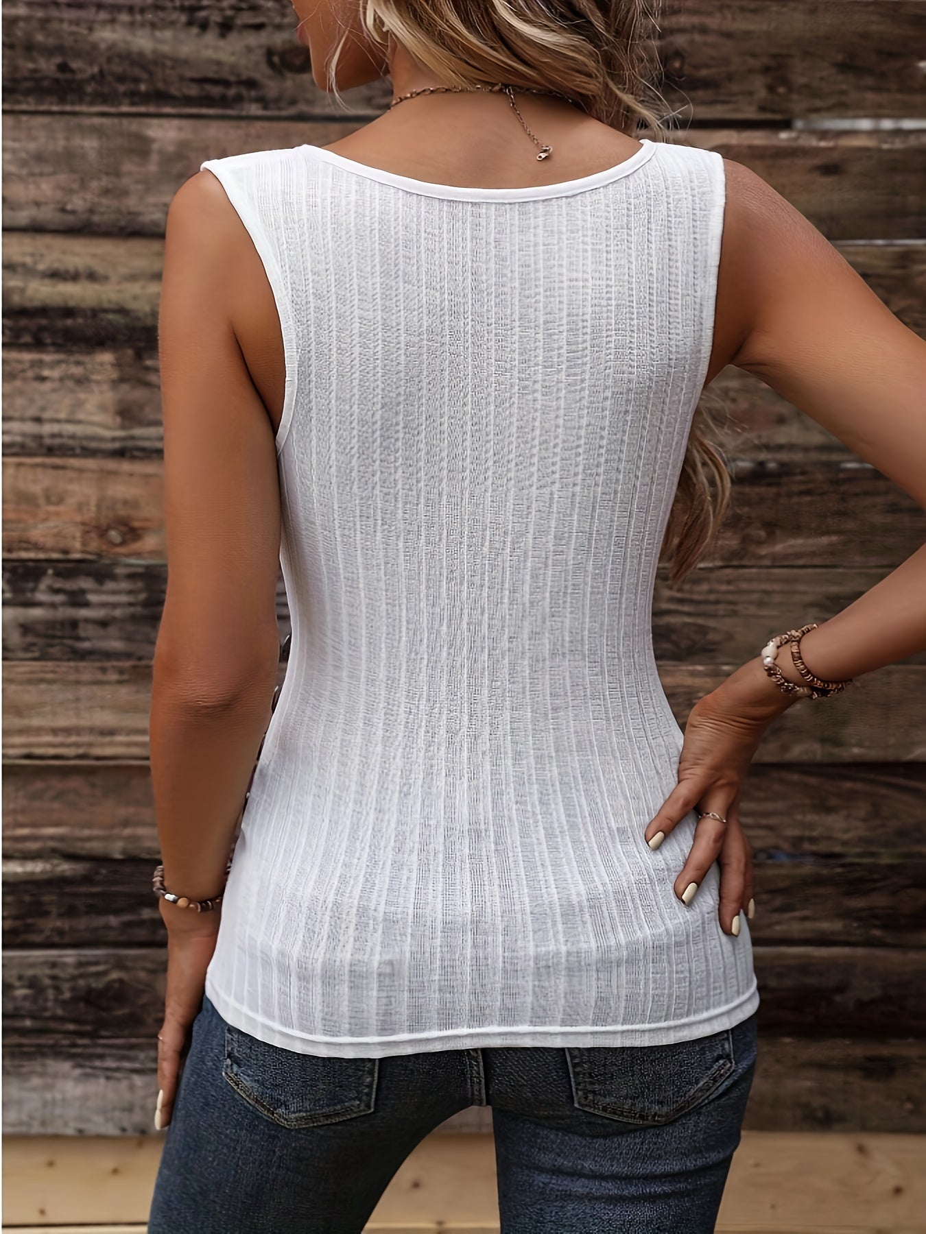 Button Decor Ruched Tank Top