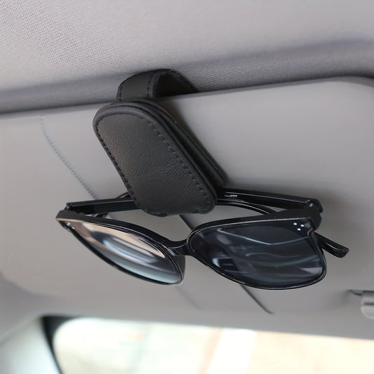 Sunglasses Holders For Car - Magnetic PU Leather Sunglasses Holder And Ticket Card Clip - Car Sun Visor Accessories