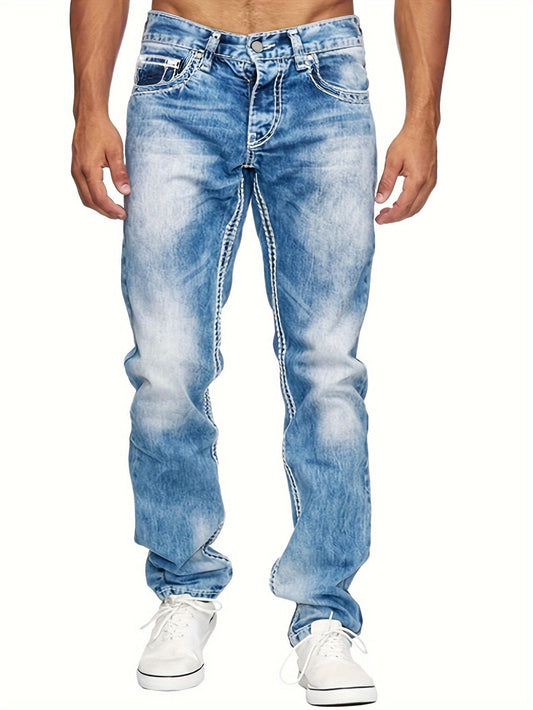 Men's Straight-Leg Jeans, Street Style Relaxed Fit Denim