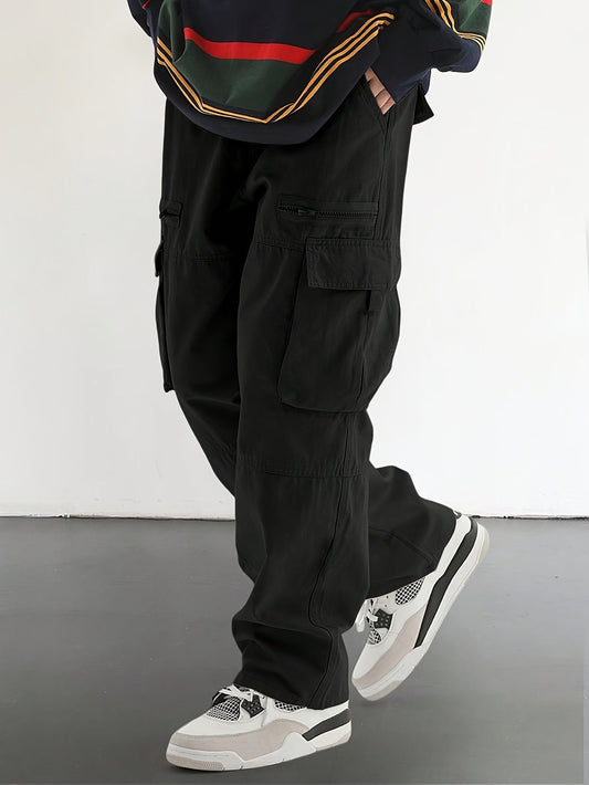 Men's Casual Drawstring Pants With Stylish Flap Pockets And Multi-Pocket Design