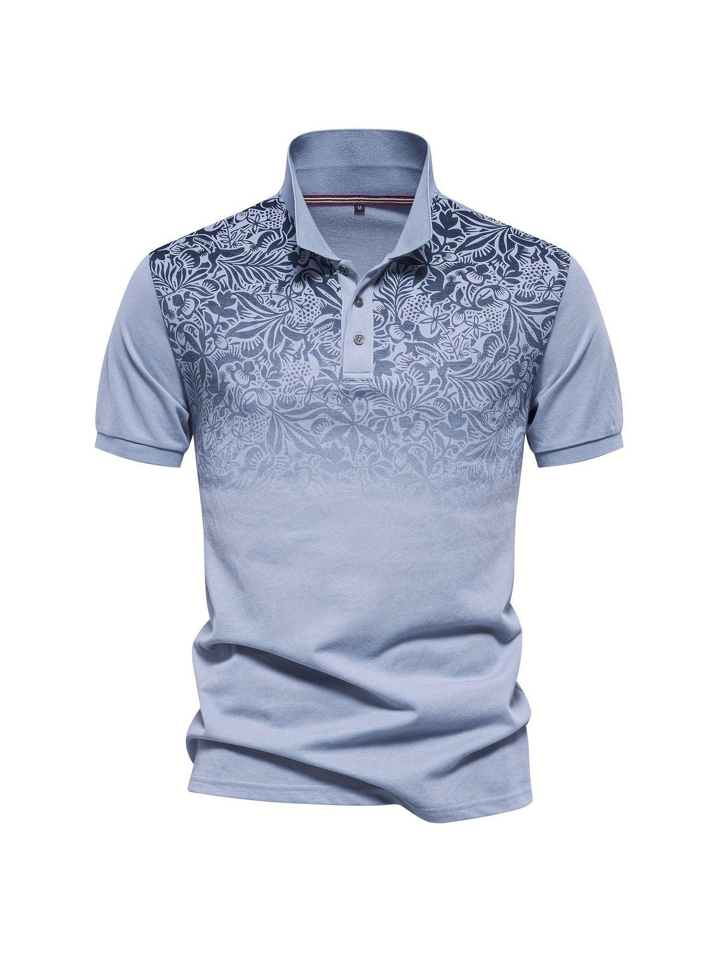 Men's Casual Leaf Print Lapel 1/4 Button Short Sleeve Shirt