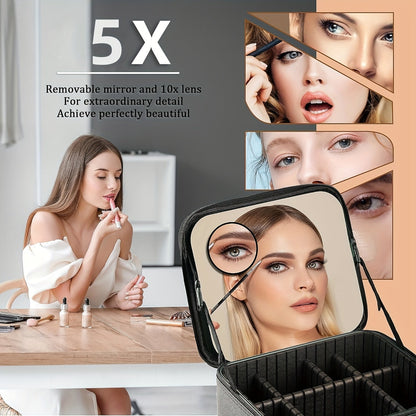 Travel Makeup Bag Make up Case with Mirror Cosmetic Makeup Box Organizer Vanity Case for Women Beauty Tools Accessories Case