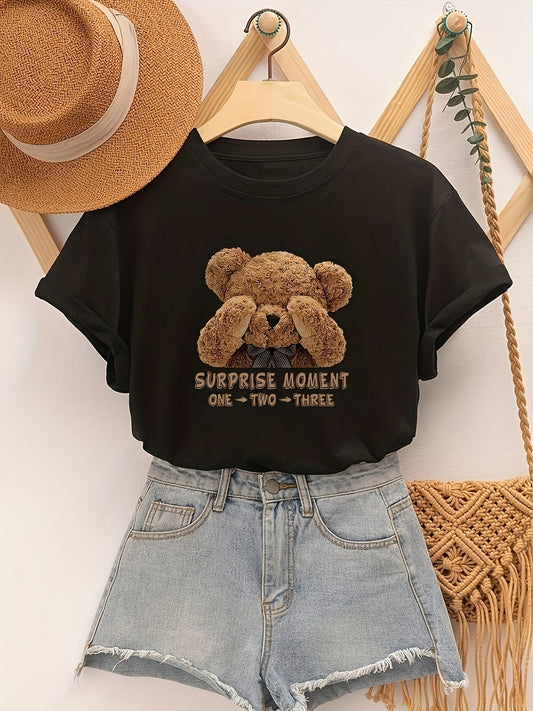 Bear Print Crew Neck T-Shirt