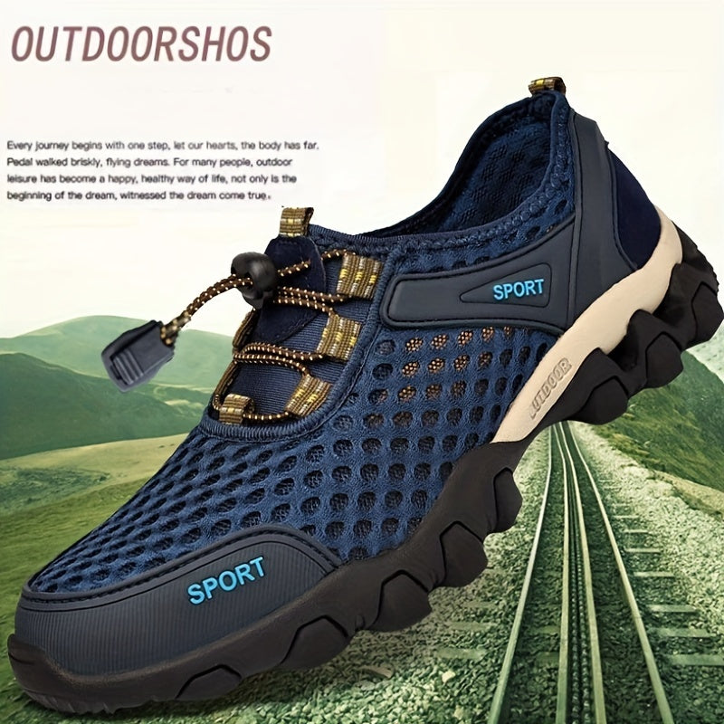 Men's Spring Summer Mesh Wading Shoes, Breathable Slip On Durable Casual Shoes