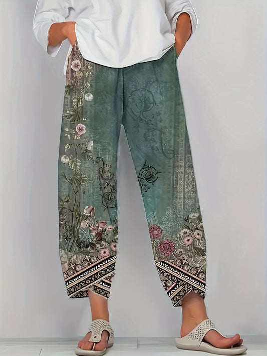 Floral Print Straight Leg Pants