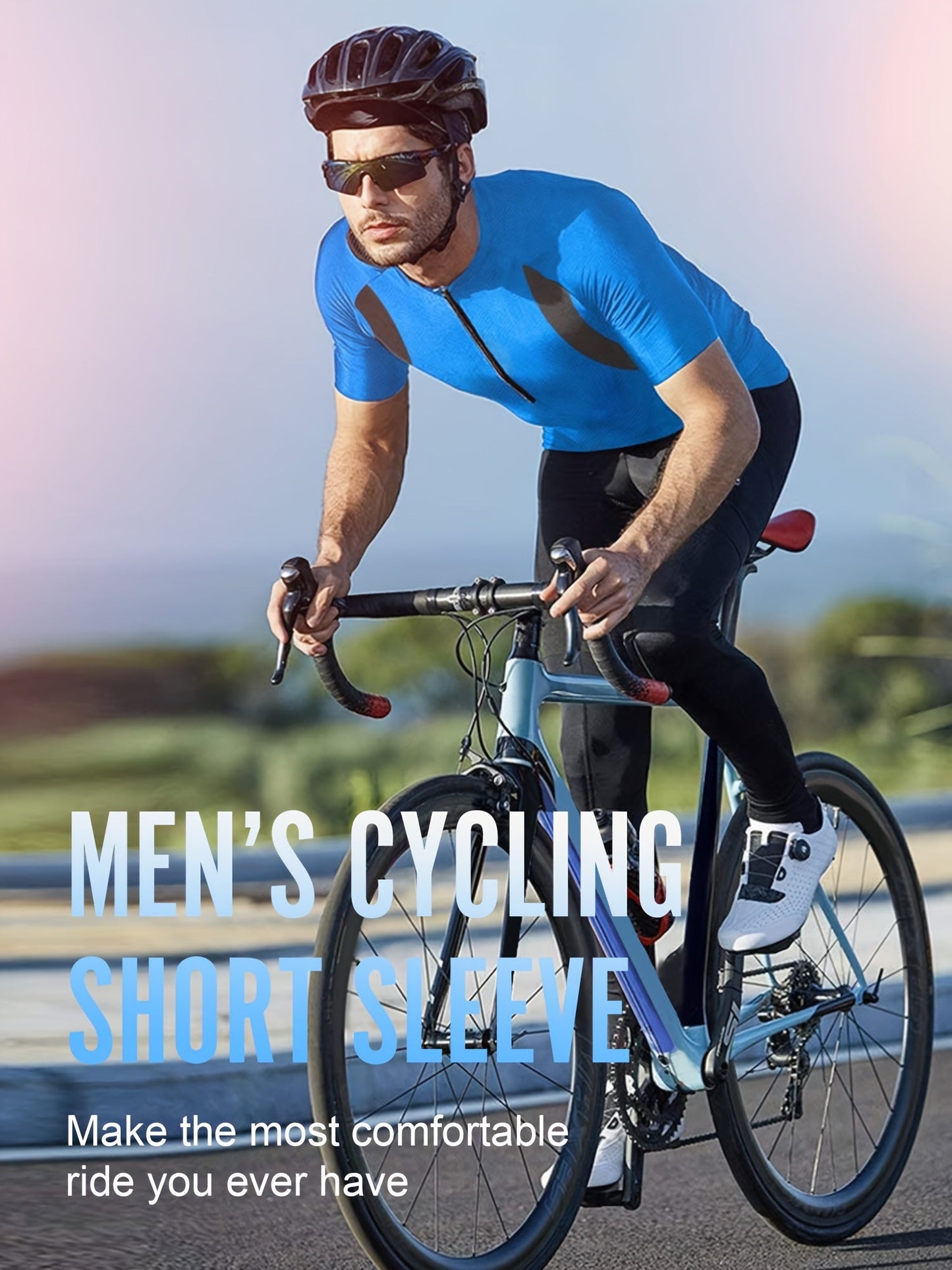 Men's Cycling Short Sleeve Performance Sports Shirt - Moisture-Wicking, Quick-Drying, Breathable, Windproof, Polyester Fabric, Zipper Detail