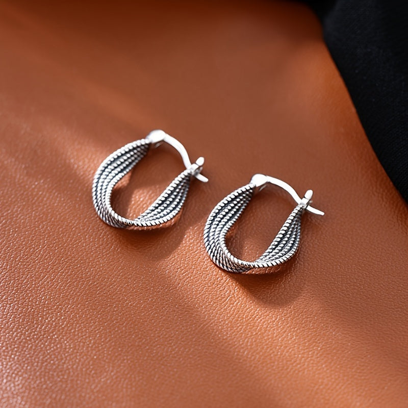 S925 Sterling Silver Unique Design Hoop Earrings